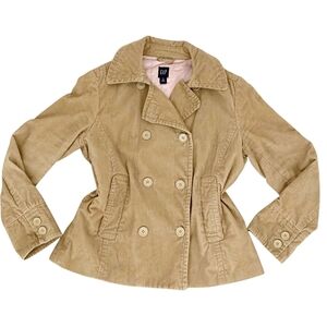 Gap Y2K Women's Corduroy Tan Double Breasted Blazer Jacket XL Cotton Casual Fall